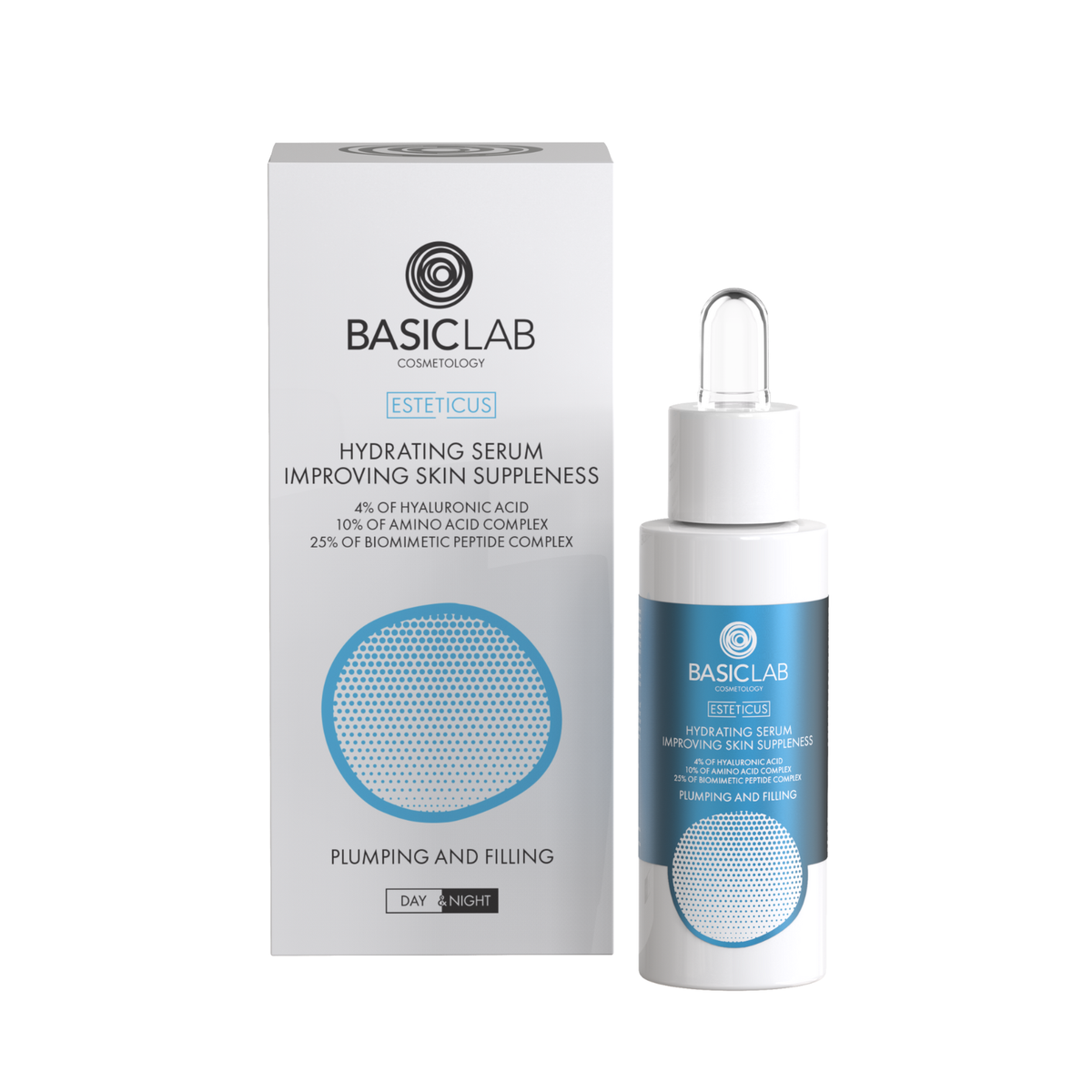 BasicLab – Hydrating Tension-Enhancing Serum with 4% Hyaluronic Acid, 10% Amino Acid Complex and 25% Biomimetic Peptide Complex 30ml