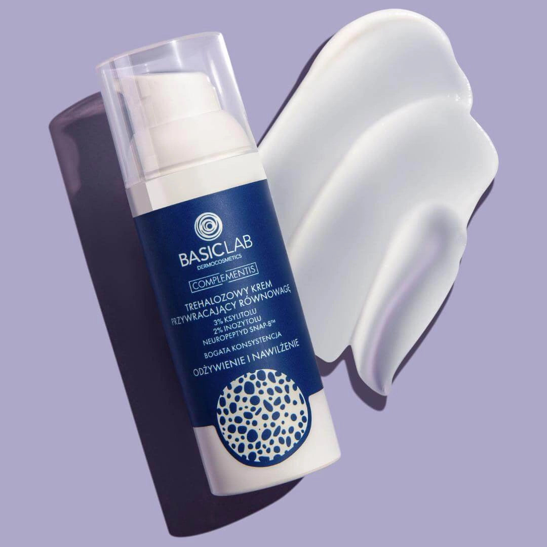 BasicLab – Trehalose Jafnvægiskrem með 3% Xylitol, 2% Inositol og SNAP-8™ Neuropeptide, Rík Áferð – Næring og Rakagefni 50ml