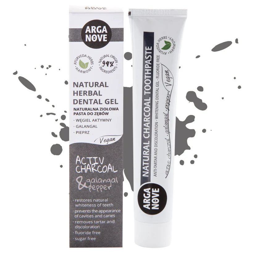 Arganove – Ayurvedic Whitening Toothpaste with Activated Charcoal, Galangal, and Pepper 100 g
