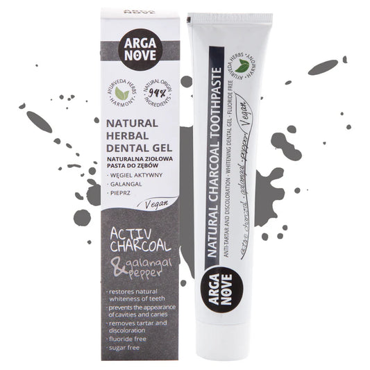 Arganove – Ayurvedic Whitening Toothpaste with Activated Charcoal, Galangal, and Pepper 100 g