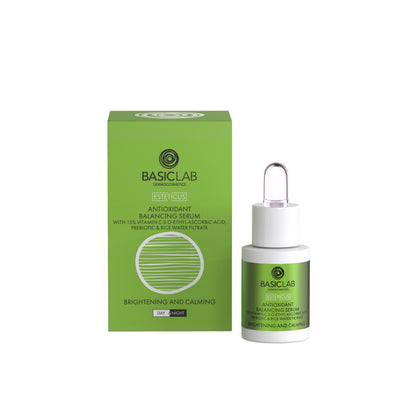 BasicLab – Andoxunarefni Jafnvægisserum með 15% C-Vítamíni – Ljósandi og Róandi 15ml