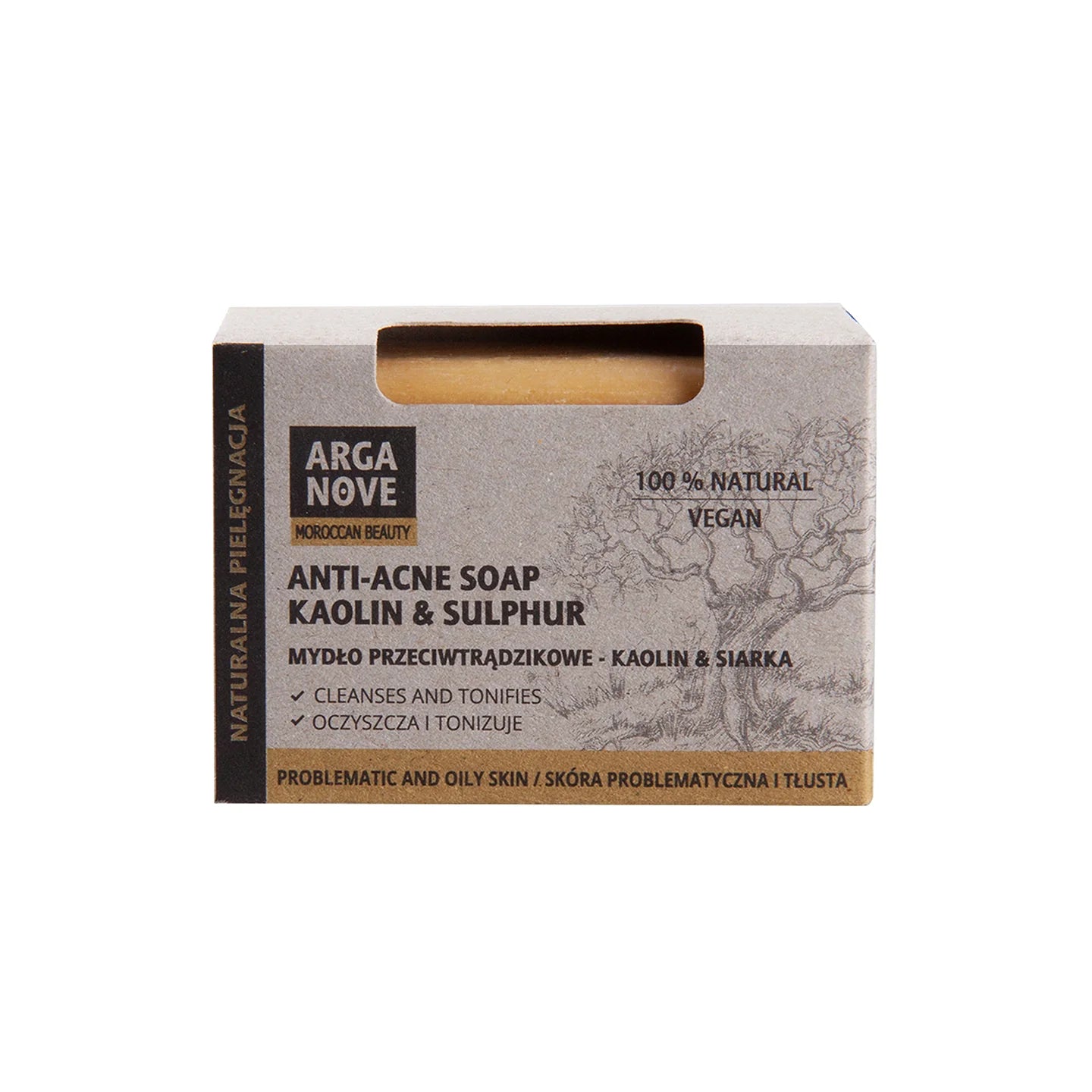 Arganove – Anti-Acne Natural Soap with Sulphur and Kaolin 100g