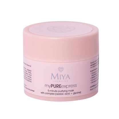 Miya Cosmetics – myPUREexpress – 5 Mínútna Hreinsimaski með flóka með Azelaínsýra og Glycine 50ml