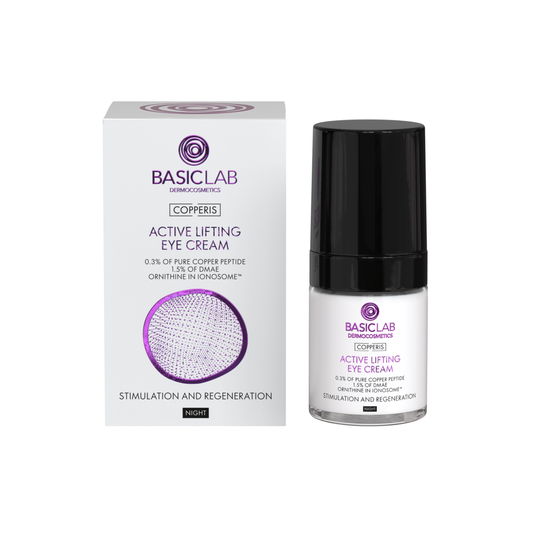 BasicLab – Actively Lifting Night Eye Cream, 0.3% Pure Copper Peptide – Stimulation and Regeneration 18ml