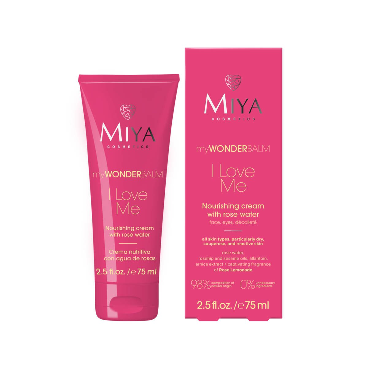 Miya Cosmetics – myWONDERBALM – I Love Me Nærandi Krem með Rósavatni 75ml