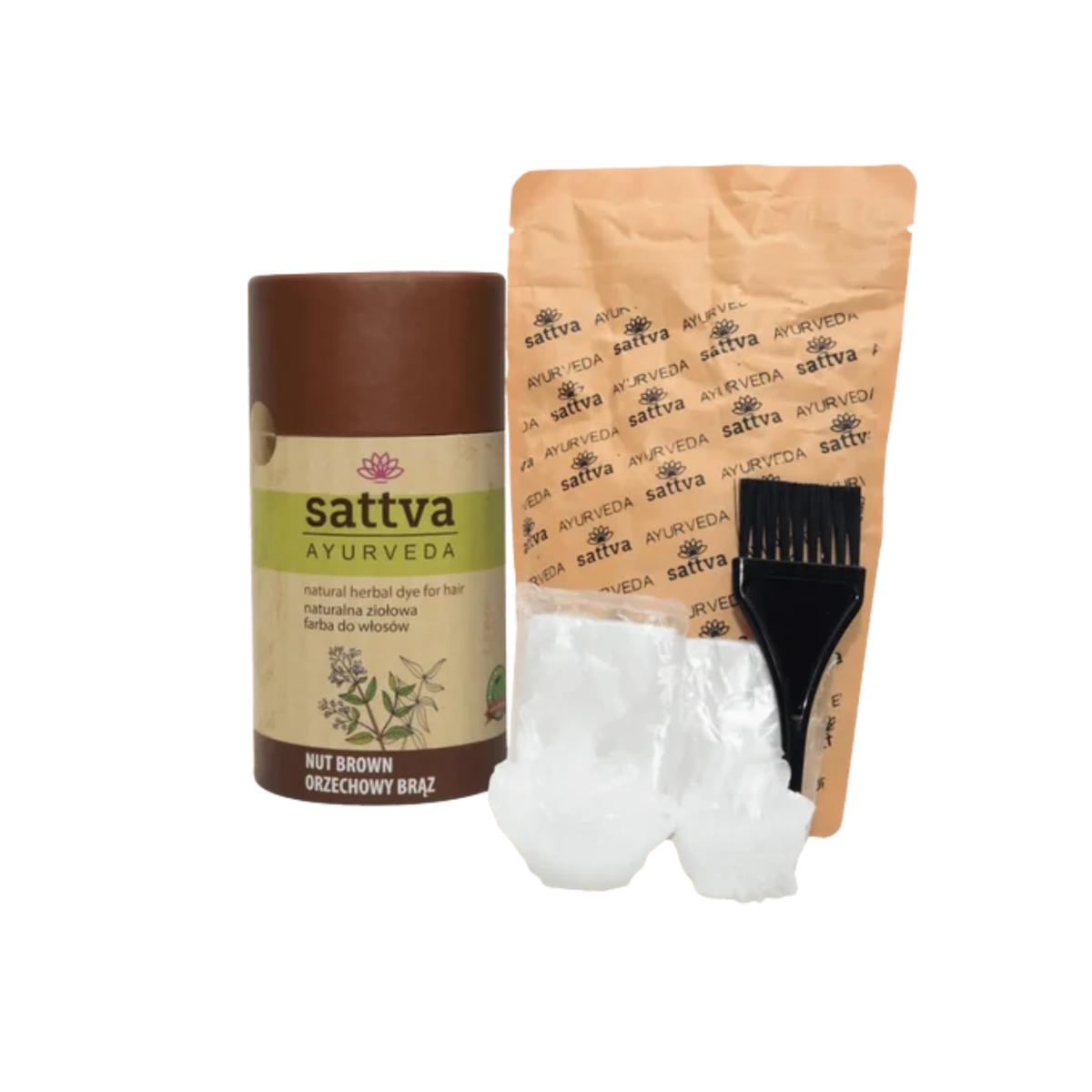 Sattva Ayurveda – Naturalna Farba Roślinna do Włosów Orzechowy Brąz