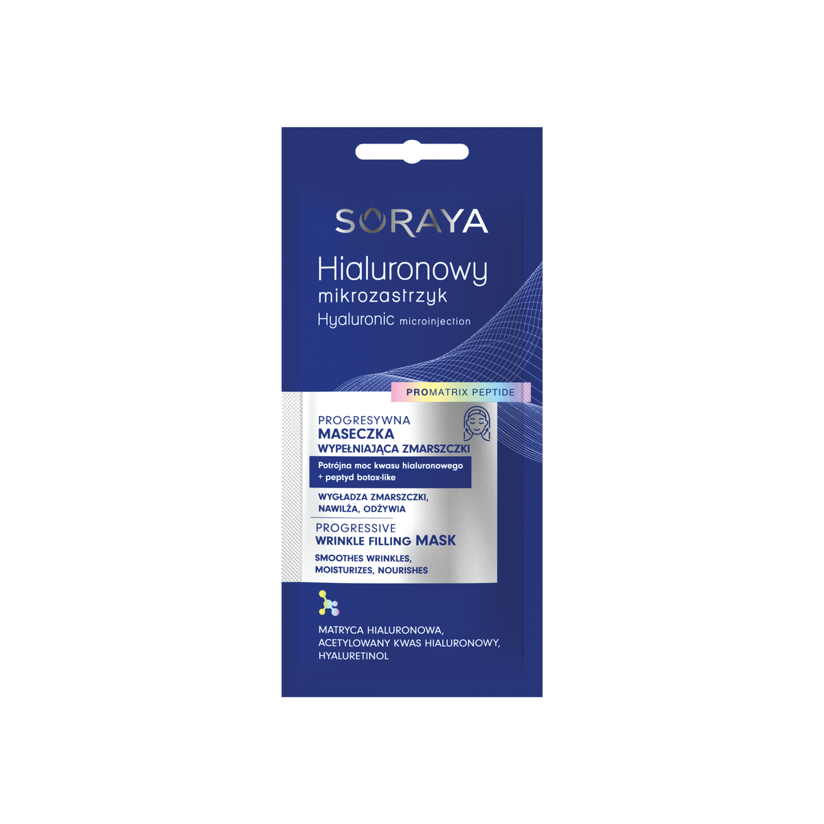Soraya – Pro Matrix – Progresywna Maseczka Wypełniająca Zmarszczki z Kwasem Hialuronowym i Peptydem Botox-Like 8ml