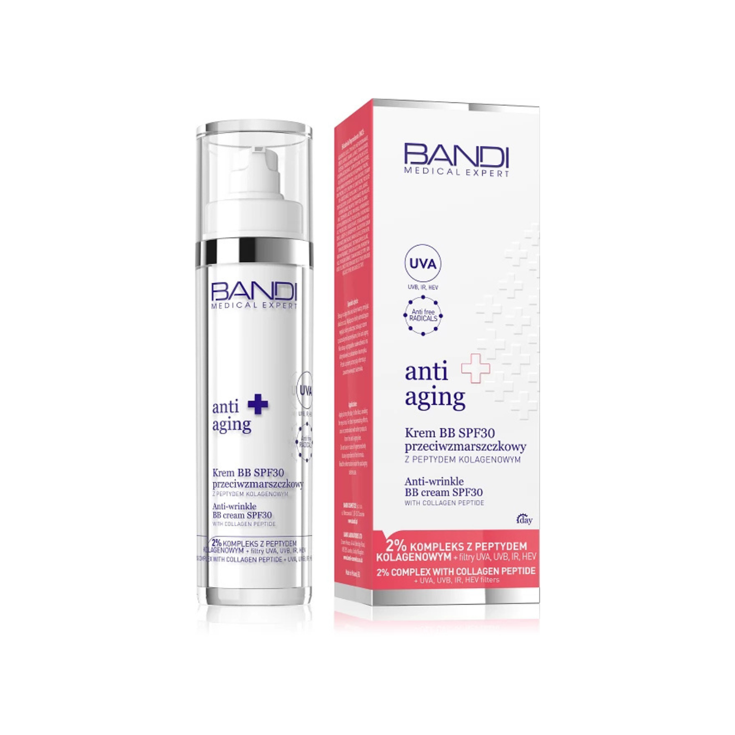 Bandi – Krem BB SPF30 Przeciwzmarszczkowy z Peptydem Kolagenowym 50ml