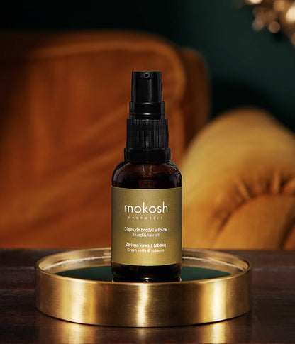 Mokosh – Skegg- og Hárolía – Grænt Kaffi með Tóbaki 30ml