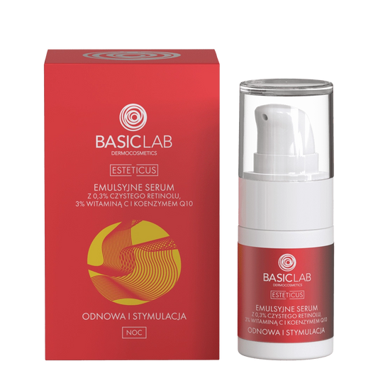 BasicLab – Emulsion Serum with 0.3% Pure Retinol, 3% Vitamin C and Coenzyme Q10 - Renewal and Stimulation 15 ml