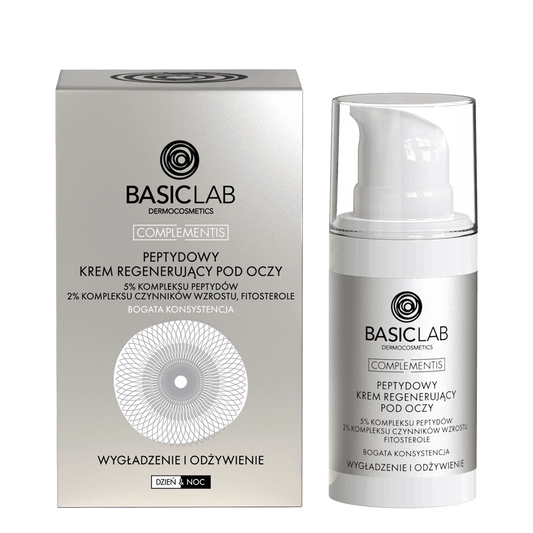 BasicLab – Complementis Peptide Regenerating Eye Cream, 5% of Peptide Complex, 2% of Growth Factor Complex, Phytosterols - Smoothing and Nourishment, Rich Texture 15 ml