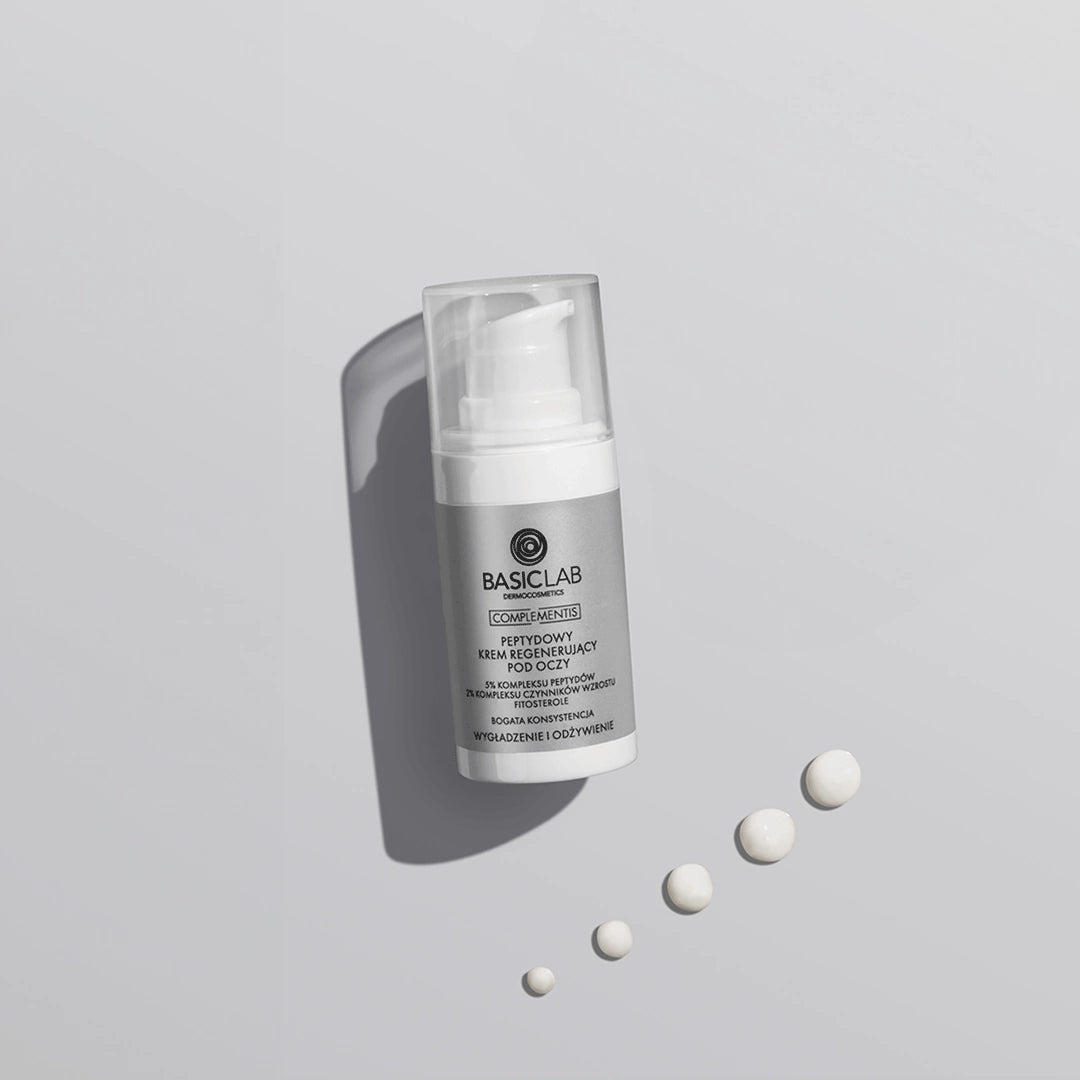 BasicLab – Lyftandi Serum fyrir Augnsvæði og Augnlok með 10% Peptíðkomplex og Ceramides – Næring og Stinnleiki 15ml