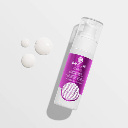 BasicLab – Stymulujące Serum Peptydowe do Twarzy na Noc, 25% Kompleksu Peptydów, 10% Kompleksu Czynników Wzrostu, Egzosomy CICA i Mikroigły – Napięcie i Ujędrnienie 30ml