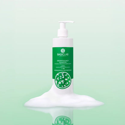 BasicLab – Sebum-Regulating Shampoo for Oily and Sensitive Scalp, 1.5% BHA, Postbiotic, Rosmarinic Acid Glucoside – Normalization and Cleansing 300ml